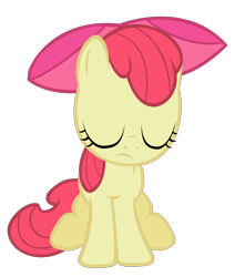 Size: 1587x1868 | Tagged: safe, artist:iamthegreatlyra, apple bloom, earth pony, pony, g4, apple bloom's bow, bow, eyes closed, female, filly, hair bow, sad, simple background, sitting, solo, transparent background, vector