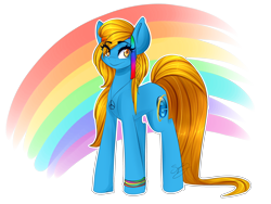 Size: 1280x960 | Tagged: safe, artist:sugarberry, oc, oc only, oc:internet explorer, earth pony, pony, ask internet explorer, browser ponies, female, internet explorer, mare, rainbow, simple background, solo, transparent background