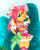 Size: 2630x3257 | Tagged: safe, artist:charliexe, sunset shimmer, equestria girls, g4, alternate hairstyle, anime, clothes, commission, cosplay, costume, crossover, cure flamingo, dress, female, fingerless gloves, gloves, hand on hip, high res, looking at you, one eye closed, precure, pretty cure, smiling, smiling at you, solo, tropical-rouge! pretty cure, wink, winking at you