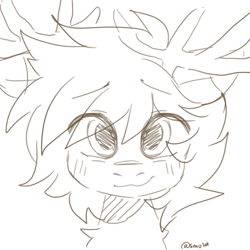 Size: 1000x1000 | Tagged: safe, artist:cottonsweets, oc, oc:sirpsychojr, deer, antlers, bust, cute, looking at you, sketch