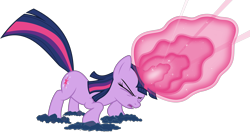 Size: 5556x3000 | Tagged: safe, artist:concordisparate, twilight sparkle, pony, unicorn, boast busters, g4, season 1, absurd resolution, eyes closed, female, glowing horn, horn, magic, magic aura, mare, open mouth, simple background, solo, transparent background, unicorn twilight, vector