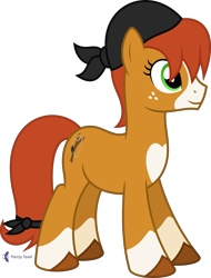 Size: 4000x5258 | Tagged: safe, artist:parclytaxel, oc, oc only, oc:honeyjack, earth pony, pony, .svg available, absurd resolution, coat markings, female, freckles, mare, monthly reward, scarf, simple background, smiling, socks (coat markings), solo, tail band, transparent background, unshorn fetlocks, vector