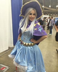 Size: 1080x1341 | Tagged: safe, artist:mieucosplay, trixie, human, bronycon, bronycon 2016, g4, cape, clothes, cosplay, costume, hand on hip, hat, irl, irl human, photo, trixie's cape, trixie's hat