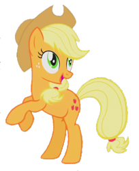 Size: 708x867 | Tagged: safe, artist:cozy cloud, derpibooru exclusive, edit, edited screencap, screencap, applejack, earth pony, pony, fall weather friends, g4, season 1, applejack's hat, background removed, bipedal, cowboy hat, cute, female, hat, hooves up, jackabetes, not a vector, open mouth, simple background, solo, transparent background