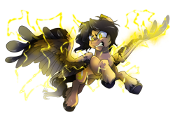 Size: 3507x2480 | Tagged: safe, artist:dormin-dim, oc, oc only, oc:playbitz, pegasus, pony, angry, concave belly, high res, large wings, lightning, oversized wings, rage, simple background, solo, thin, transparent background, wings
