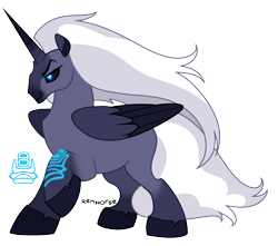 Size: 2266x2000 | Tagged: safe, artist:renhorse, oc, oc only, alicorn, pony, black sclera, high res, magical lesbian spawn, offspring, parent:night glider, parent:nightmare moon, parents:nightmareglider, simple background, solo, transparent background