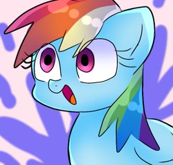 Size: 743x708 | Tagged: safe, artist:namaenonaipony, rainbow dash, pegasus, pony, g4, abstract background, bust, happy, open mouth, portrait, solo