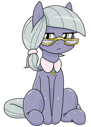 Size: 541x752 | Tagged: safe, artist:batipin, limestone pie, earth pony, pony, alternate hairstyle, glasses, older limestone pie, simple background, sitting, solo, transparent background