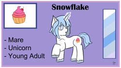 Size: 1192x670 | Tagged: safe, artist:schumette14, oc, oc:snowflake, pony, unicorn, adopted offspring, alternate universe, blind, chrysaluniverse, next generation, parent:photo finish, parent:twilight sparkle