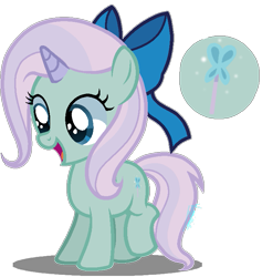 Size: 691x730 | Tagged: safe, artist:amicasecretuwu, fluttershy, trixie, oc, oc only, pony, unicorn, bow, female, filly, fusion, hair bow, simple background, solo, transparent background