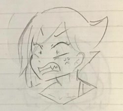 Size: 947x853 | Tagged: safe, artist:metaruscarlet, limestone pie, human, g4, angry, cross-popping veins, female, gritted teeth, humanized, lined paper, sketch, solo, traditional art