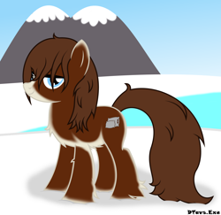 Size: 3994x3884 | Tagged: safe, artist:dtavs.exe, oc, oc:fuzzy dreams, yakutian horse, belly fluff, chest fluff, female, high res, lake, mare, snow, snow mare, solo