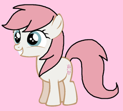 Size: 899x813 | Tagged: safe, artist:piggyman54, baby sundance, earth pony, pony, g1, g4, baby, baby pony, baby sundawwnce, cute, female, filly, g1 to g4, generation leap, grin, pink background, simple background, smiling, solo