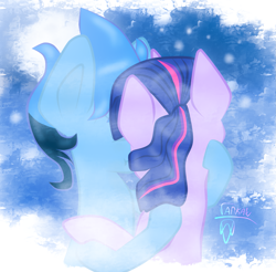 Size: 2201x2162 | Tagged: safe, artist:vankat, twilight sparkle, pony, g4, crossover, crossover shipping, female, high res, hug, kissing, male, mordecai, mordetwi, ponified, regular show, shipping, straight