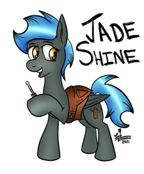 Size: 1015x1226 | Tagged: safe, artist:whirlwindflux, oc, oc only, oc:jade shine, pegasus, pony, female, mare, solo