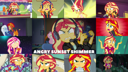 Size: 4332x2440 | Tagged: safe, edit, edited screencap, editor:quoterific, screencap, flam, fluttershy, sandalwood, sci-twi, sunset shimmer, trixie, twilight sparkle, equestria girls, equestria girls specials, g4, game stream, my little pony equestria girls, my little pony equestria girls: better together, my little pony equestria girls: forgotten friendship, my little pony equestria girls: friendship games, my little pony equestria girls: legend of everfree, my little pony equestria girls: rainbow rocks, my little pony equestria girls: rollercoaster of friendship, my little pony equestria girls: spring breakdown, my little pony equestria girls: sunset's backstage pass, the last drop, the last drop: sunset shimmer, angry, clothes, cutie mark, cutie mark on clothes, daydream shimmer, eyes closed, female, frown, gamer sunset, geode of empathy, geode of fauna, glasses, gritted teeth, high res, it's not about the parakeet, jewelry, magical geodes, necklace, open mouth, rageset shimmer, shrunken pupils, solo focus, sunset yells at twilight, tell me what you need, that pony sure does have anger issues, that pony sure have anger issues