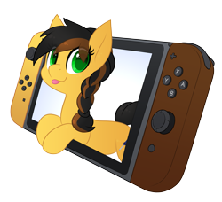 Size: 3567x3251 | Tagged: safe, artist:scarlet-spectrum, oc, oc only, oc:aurora (stardust), pony, high res, nintendo switch, simple background, solo, transparent background