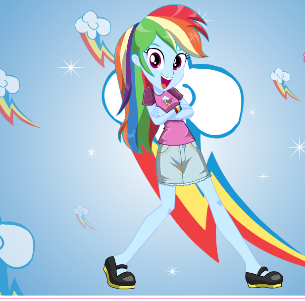 Safe Artist Kimpossiblelove Rainbow Dash Equestria Girls Crossed Arms Open Mouth