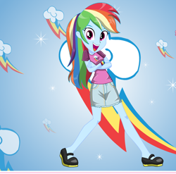 Size: 616x608 | Tagged: safe, artist:kimpossiblelove, rainbow dash, equestria girls, g4, crossed arms, open mouth, open smile, smiling