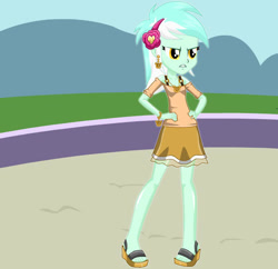 Size: 614x594 | Tagged: safe, artist:kimpossiblelove, lyra heartstrings, equestria girls, g4, ear piercing, earring, hand on hip, jewelry, lyra is not amused, piercing, unamused