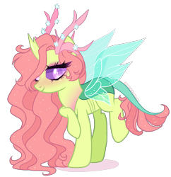 Size: 1450x1500 | Tagged: safe, artist:gihhbloonde, oc, oc only, changepony, hybrid, pony, female, interspecies offspring, offspring, parent:fluttershy, parent:thorax, parents:thoraxshy, simple background, solo, transparent background