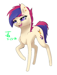 Size: 600x800 | Tagged: safe, artist:joan-grace, oc, oc only, earth pony, pony, ear piercing, earth pony oc, female, mare, piercing, raised hoof, signature, simple background, smiling, solo, transparent background
