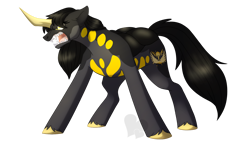 Size: 1280x720 | Tagged: safe, artist:faith-wolff, pony, bioluminescent, crossover, curved horn, fangs, horn, nemesis, nemesis (kaiju), nemesis saga, ponified, project nemesis, roar, simple background, transparent background