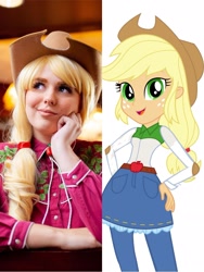 Size: 1717x2289 | Tagged: safe, artist:maddymoiselle, applejack, human, equestria girls, g4, clothes, cosplay, costume, irl, irl human, long sleeves, photo