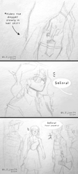 Size: 1200x2685 | Tagged: safe, artist:lzjian79, sci-twi, sunset shimmer, twilight sparkle, equestria girls, g4, comic, crossover, dagger, implied murder, open mouth, pencil drawing, police, spanish, speech bubble, sunglasses, traditional art, translation, weapon