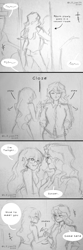 Size: 1200x3614 | Tagged: safe, artist:lzjian79, sci-twi, sunset shimmer, twilight sparkle, equestria girls, g4, comic, crossover, pencil drawing, police, speech bubble, sunglasses, sweat, traditional art