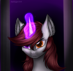 Size: 2241x2175 | Tagged: safe, artist:darklight1315, oc, oc only, oc:light wine, pony, unicorn, ear fluff, heterochromia, high res, magic, magic aura, solo