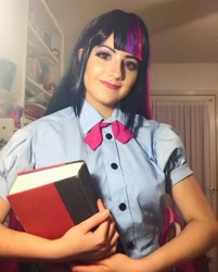 Size: 1080x1341 | Tagged: safe, artist:sarahndipity cosplay, twilight sparkle, human, equestria girls, g4, book, clothes, cosplay, costume, irl, irl human, photo