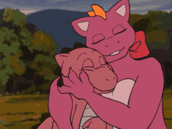 Size: 475x355 | Tagged: safe, artist:tarkan809, edit, edited screencap, screencap, megan williams, spike (g1), dragon, g1, my little pony 'n friends, spike's search, dragonified, duo, eyes closed, first attempt, gif, hug, non-animated gif, show accurate, smiling, species swap