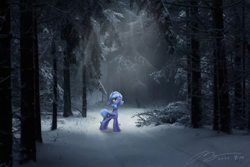 Size: 3000x2000 | Tagged: safe, artist:musical ray, princess luna, alicorn, pony, g4, female, forest, high res, looking up, real life background, s1 luna, snow, solo, winter