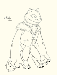 Size: 1005x1313 | Tagged: safe, artist:biskydraws, oc, oc only, diamond dog, lineart, male, solo