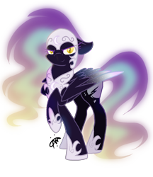 Size: 1200x1392 | Tagged: safe, artist:gallantserver, oc, oc only, oc:shattered crystal, pegasus, pony, colored wings, female, gradient wings, mare, nightmarified, offspring, parent:princess cadance, parent:shining armor, parents:shiningcadance, simple background, solo, starry wings, transparent background, wings