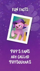 Size: 828x1472 | Tagged: safe, pipp petals, pegasus, pony, g5, my little pony: a new generation, official, fact, female, instagram, instagram story, mare, solo, text