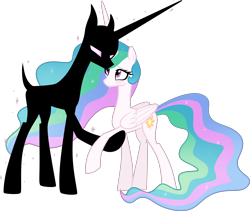 Size: 4500x3795 | Tagged: safe, artist:helenosprime, princess celestia, enderman, enderpony, pony, g4, ambiguous gender, endermare, female, mare, minecraft, missing accessory, ponified, simple background, transparent background