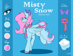 Size: 2592x2000 | Tagged: safe, artist:shamy-crist, oc, oc only, oc:misty snow, pegasus, pony, clothes, female, high res, mare, reference sheet, scarf, solo