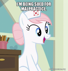 Size: 500x527 | Tagged: safe, edit, edited screencap, screencap, nurse redheart, earth pony, pony, a flurry of emotions, g4, caption, cropped, female, image macro, jellystone, mare, solo, text