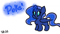 Size: 1398x811 | Tagged: safe, artist:skypaw122, princess luna, alicorn, pony, g4, ethereal mane, female, horn, mare, signature, simple background, starry mane, white background, wings