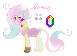 Size: 1692x1224 | Tagged: safe, artist:aonairfaol, oc, oc only, oc:harmony (aonairfaol), draconequus, base used, draconequus oc, female, magical discordian spawn, offspring, parent:discord, reference sheet, simple background, smiling, solo, white background