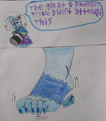 Size: 1280x1470 | Tagged: safe, artist:ewie2002, trixie, equestria girls, g4, clothes, drawing, foot growth, grammar error, great and powerful, hat, ripping clothes, shoes, socks, top hat, traditional art