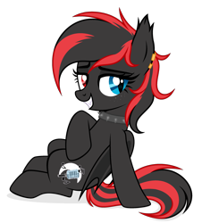 Size: 2544x2812 | Tagged: safe, artist:mint-light, artist:rioshi, artist:starshade, oc, oc only, oc:sharpe, bat pony, pony, 2022 community collab, derpibooru community collaboration, 2021, base used, bat pony oc, bat wings, choker, collar, commission, cute, dark body, ear piercing, fangs, female, folded wings, freckles, grin, heterochromia, high res, looking at you, mare, piercing, simple background, smiling, smiling at you, solo, spiked choker, transparent background, wings, ych result
