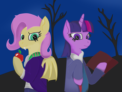 Size: 1158x869 | Tagged: safe, artist:t-bon3thepony, fluttershy, twilight sparkle, bat pony, g4, bat ponified, duo, flutterbat, race swap