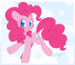 Size: 2048x1781 | Tagged: safe, artist:tinykiru, pinkie pie, earth pony, pony, g4, :3, :p, abstract background, cheek fluff, colored pupils, cute, diapinkes, ear fluff, female, heart eyes, mare, solo, tongue out, wingding eyes