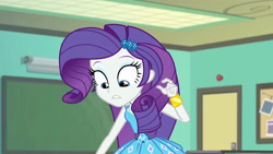Size: 3410x1920 | Tagged: safe, screencap, rarity, equestria girls, equestria girls specials, g4, my little pony equestria girls: better together, my little pony equestria girls: forgotten friendship, bracelet, clothes, cutie mark, cutie mark on clothes, female, hairpin, high res, jewelry, rarity peplum dress, solo