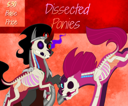 Size: 1200x1000 | Tagged: safe, artist:enigmadoodles, king sombra, tempest shadow, pony, unicorn, g4, bone, dissectibles, female, male, mare, organs, skeleton, stallion