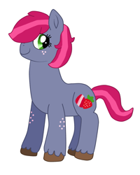 Size: 1025x1280 | Tagged: safe, artist:dulcechica19, oc, oc only, oc:strawberry quartz, earth pony, pony, female, freckles, mare, offspring, parent:big macintosh, parent:marble pie, parents:marblemac, simple background, solo, white background
