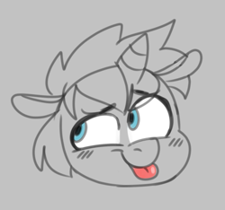 Size: 775x724 | Tagged: safe, artist:shoobular, oc, oc only, oc:cyan delta, pony, unicorn, :p, bust, floppy ears, looking away, male, sketch, solo, tongue out
